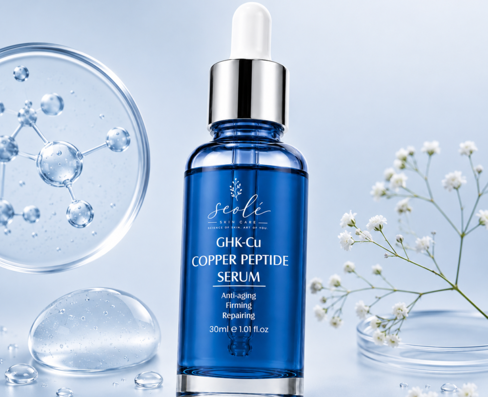 The most concentrated step of the routine: a targeted peptide serum combining GHK-Cu with Matrixyl 3000.